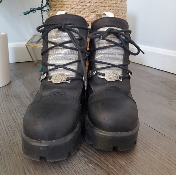 WICKED ROAD WARRIOR Leather Biker Moto Platform Combat Boots 8.5 - Picture 2 of 11